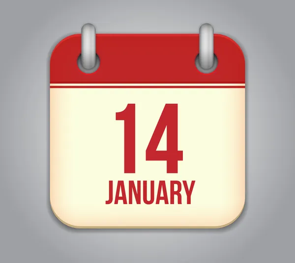 Vektor-Kalender-App-Symbol. 14. Januar — Stockvektor
