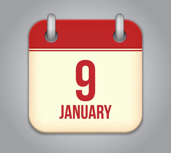 Vektor-Kalender-App-Symbol. 9. Januar — Stockvektor