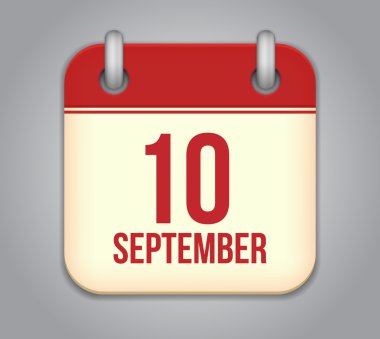 Vector calendar app icon. 10 september clipart