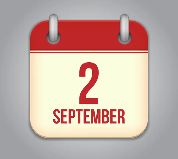 Icono de aplicación de calendario vectorial. 2 de septiembre — Vector de stock