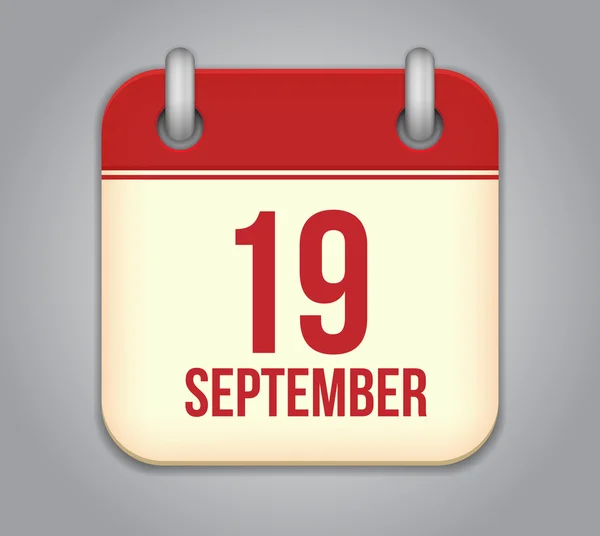 Vektor-Kalender-App-Symbol. 19. September — Stockvektor