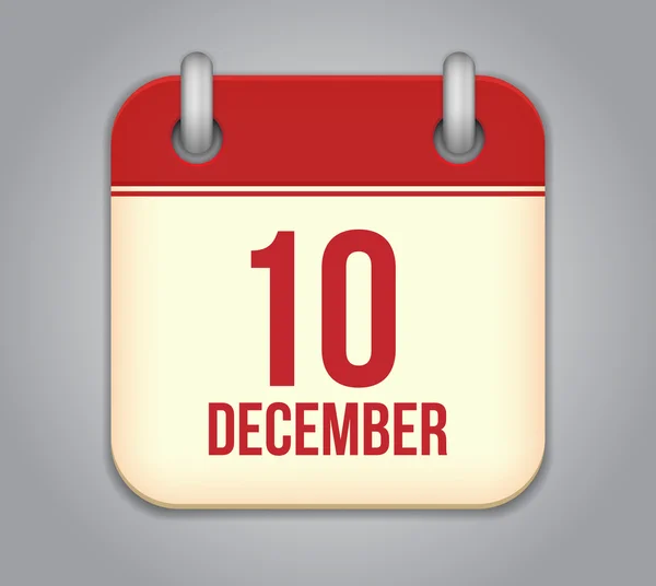 Vector calendar app icon. 10 December — Stockvector