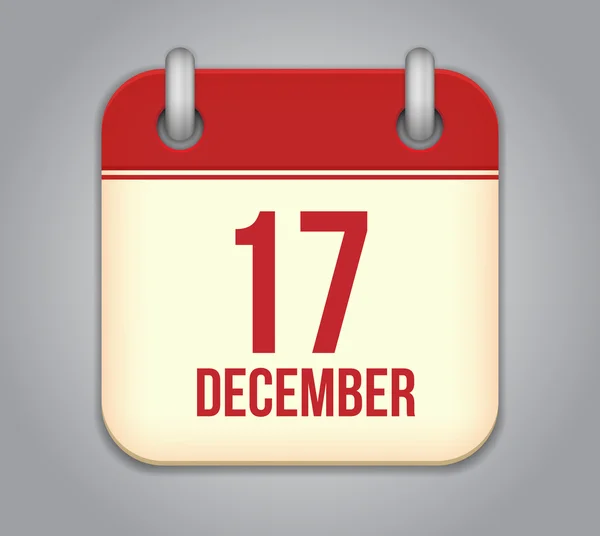 Icona dell'app calendario vettoriale. 17 dicembre — Vettoriale Stock