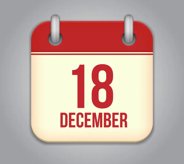 Icona dell'app calendario vettoriale. 18 dicembre — Vettoriale Stock