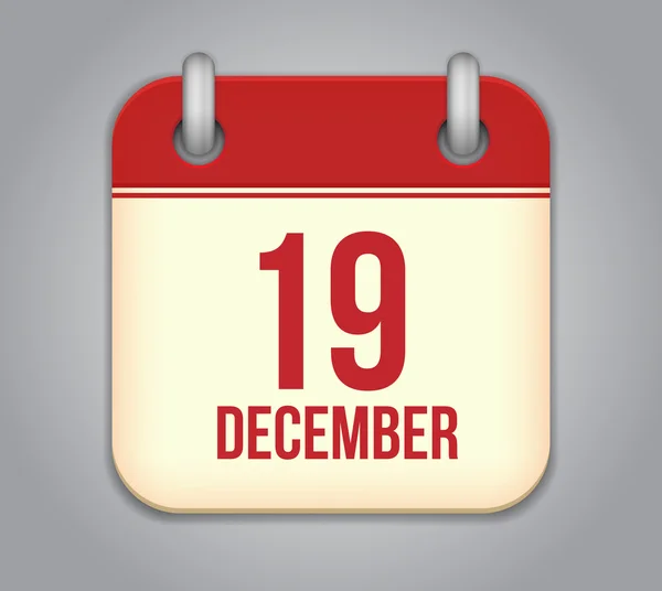 Icona dell'app calendario vettoriale. 19 dicembre — Vettoriale Stock