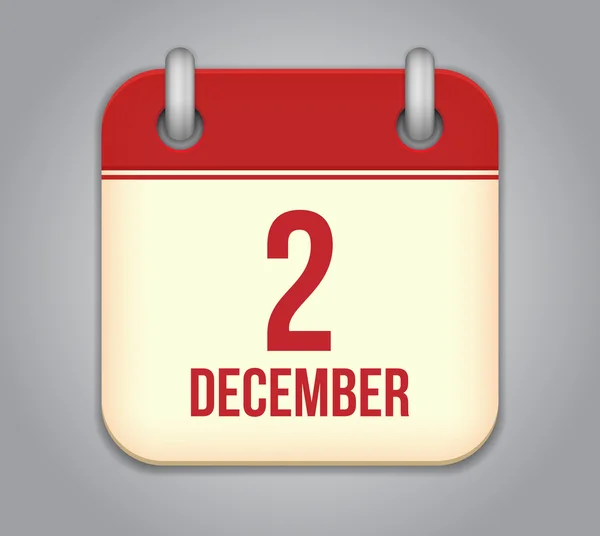 App pictogram van de kalender van de vector. 2 december — Stockvector
