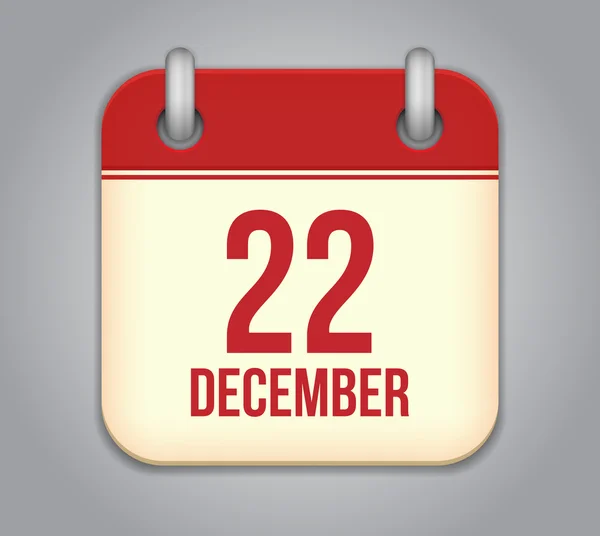 Vektor-Kalender-App-Symbol. 22. Dezember — Stockvektor