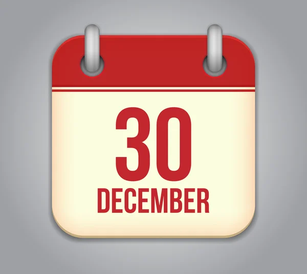 Vector calendar app icon. 30 December — Stock Vector