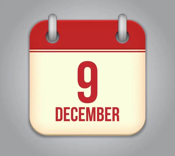 Vektor naptár ikonra. December 9-én — Stock Vector
