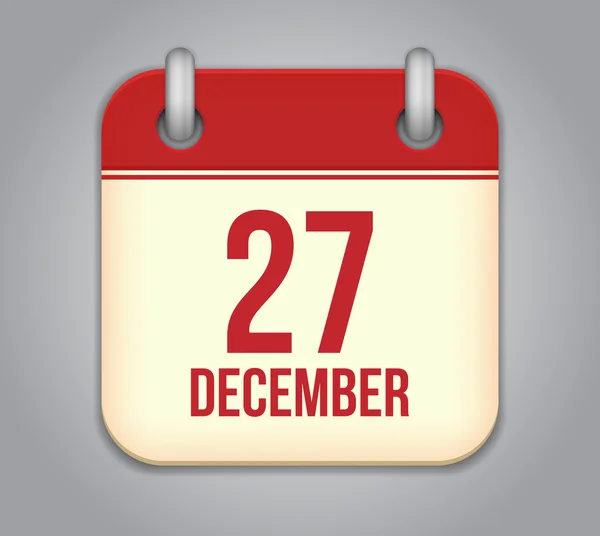 Vector calendar app icon. 27 December — Stock Vector