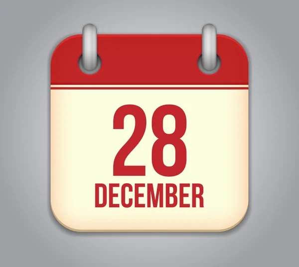 Vector calendar app icon. 28 December — Stock Vector