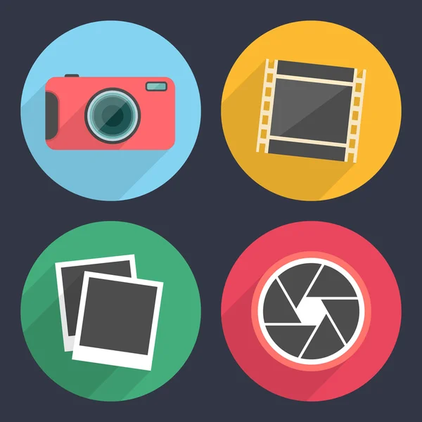 Photography icons with long shadow. Set 2 — Stock Vector