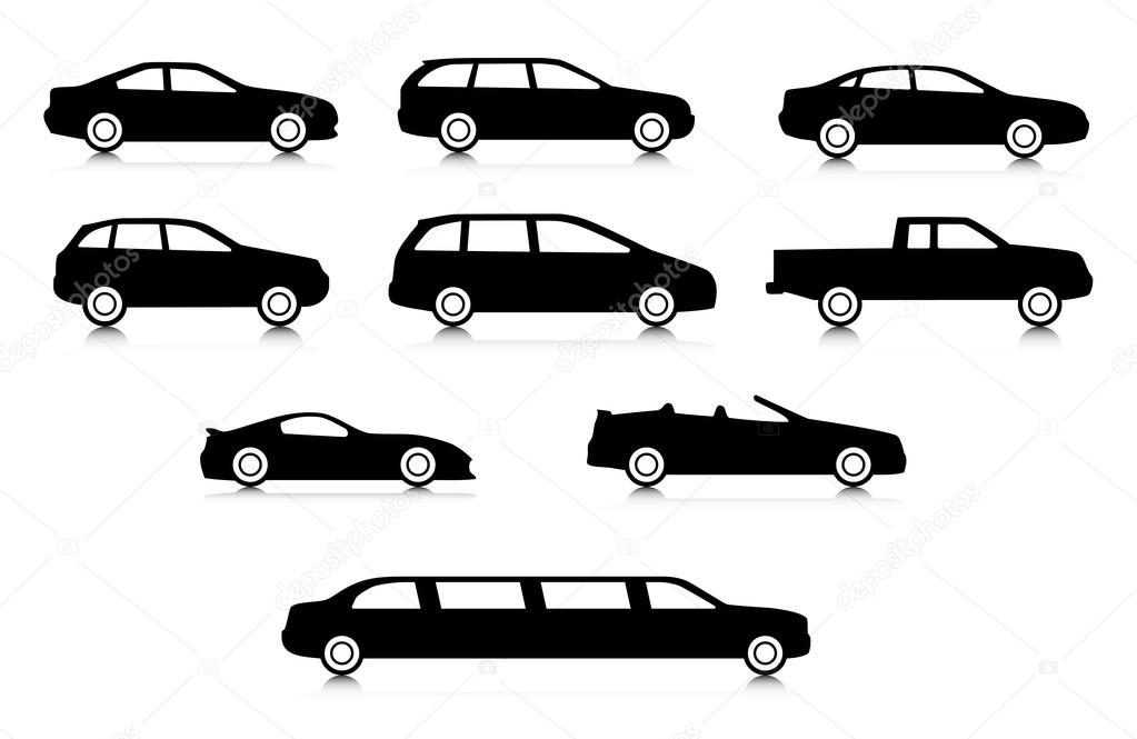 Silhouettes of different body car types