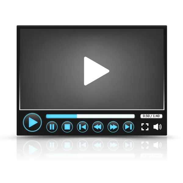 Black Vector Video Player Interface — Stock Vector