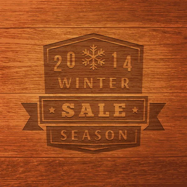 2014 Winter Sale Label On Wood Texture. Vector Background — Stock Vector