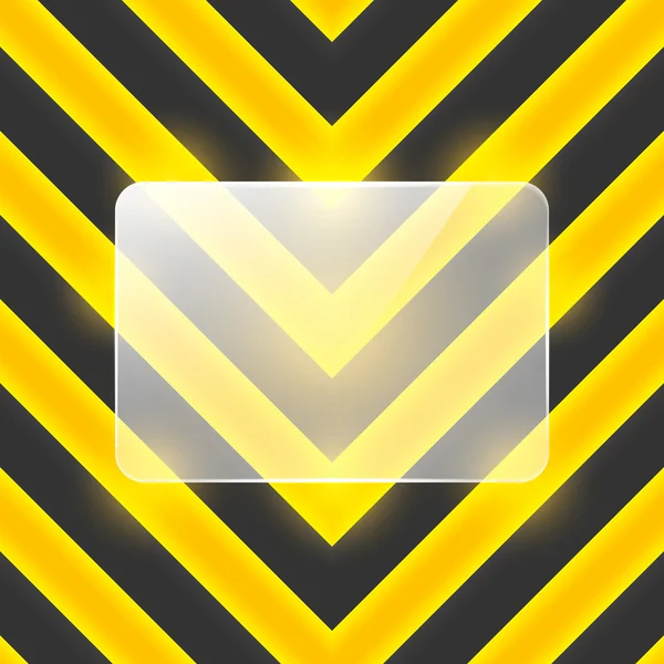 Banner de vidrio vectorial en rayas negras y amarillas — Vector de stock