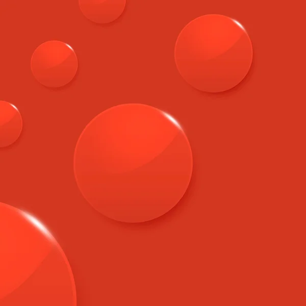 Círculos brillantes modernos sobre fondo vectorial rojo — Vector de stock