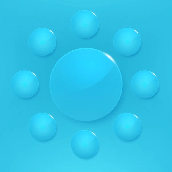 Moderní lesklé kruhy na modré vektorové pozadí — Stockový vektor