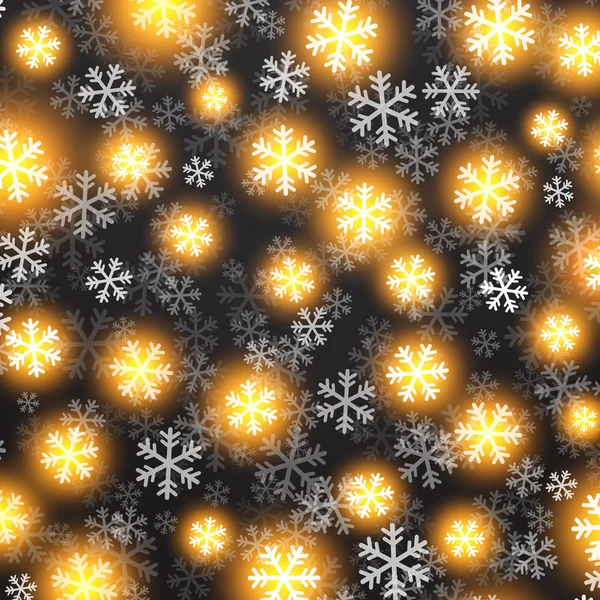 Vektor-Hintergrund mit goldenem fallendem Schnee auf Schwarz — Stockvektor