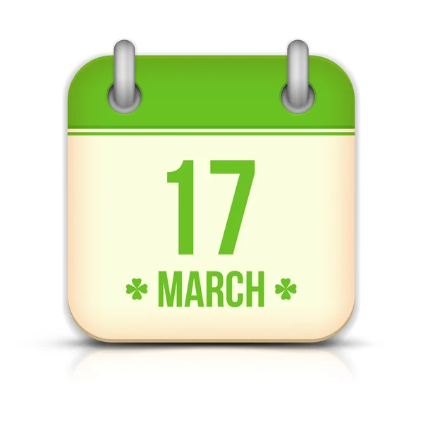 Ícone do calendário do dia de São Patrício com reflexão — Vetor de Stock