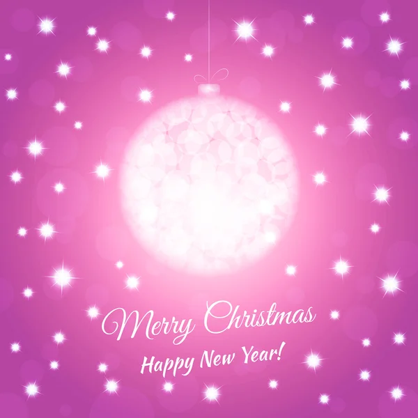 クリスマス ボールとの新年のはがき。ピンクに色付きの背景 — ストックベクタ