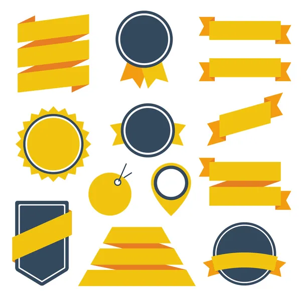 Vector stickers en badges instellen 6 vlakke stijl. — Stockvector