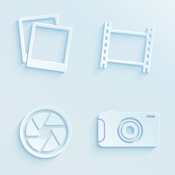 Paper style photography vector icons — Stock Vector