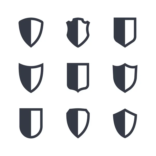 Molduras de escudo conjunto de ícones simples — Vetor de Stock