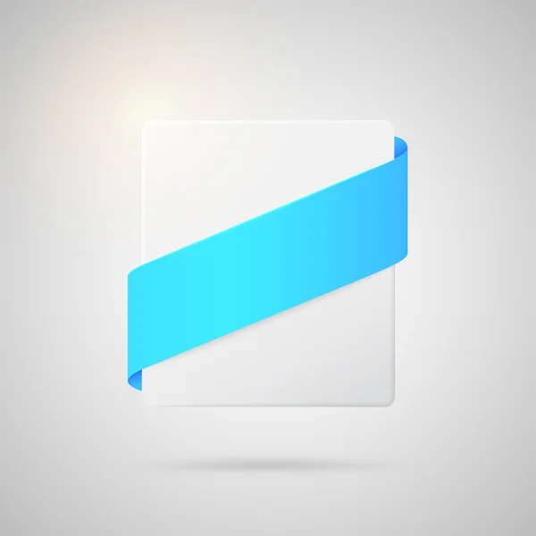 Insignia de papel vectorial con cinta de seda azul — Vector de stock