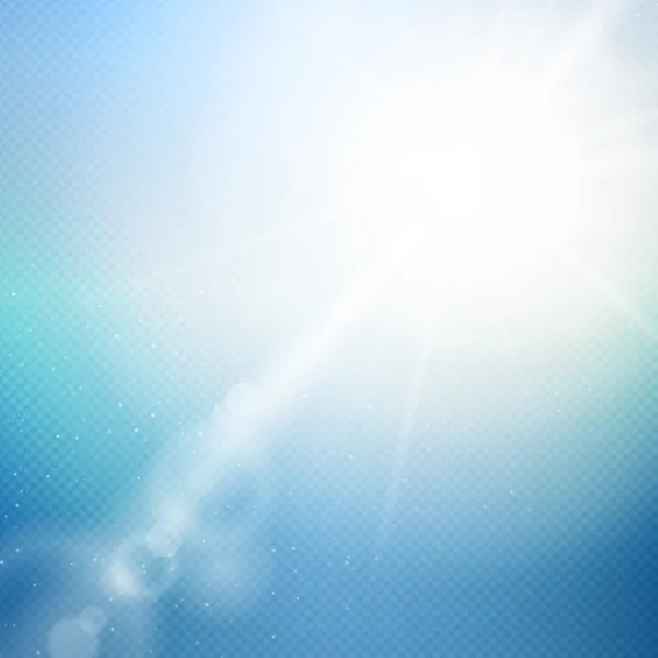 Fond abstrait vectoriel avec soleil d'été et fusées éclairantes — Image vectorielle