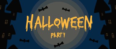 Cadılar Bayramı parti broşürü - turuncu, siyah ve koyu mavi renkler