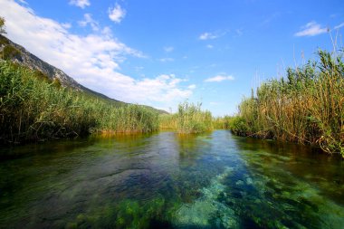 Akyaka, Türkiye 'nin güneybatısında yer alan bir sahil kasabasıdır. Akvaryum benzeri Akyaka 'daki Azmak Nehri.