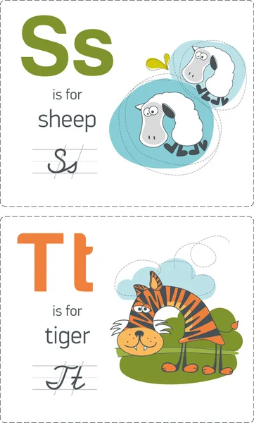 Alphabet avec des animaux. S-T — Image vectorielle