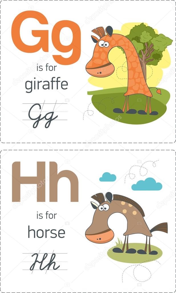 Alphabet with animals. G-H