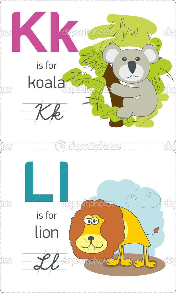 Alphabet with animals. K-L