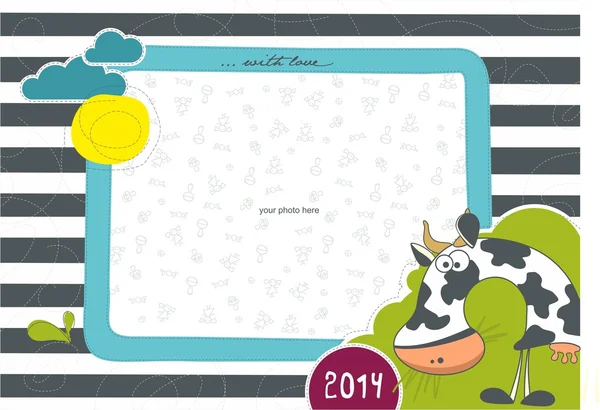 Photo frame with Cow. — Stock Vector