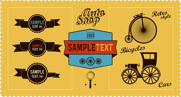 Old transport and labels — Stock Vector