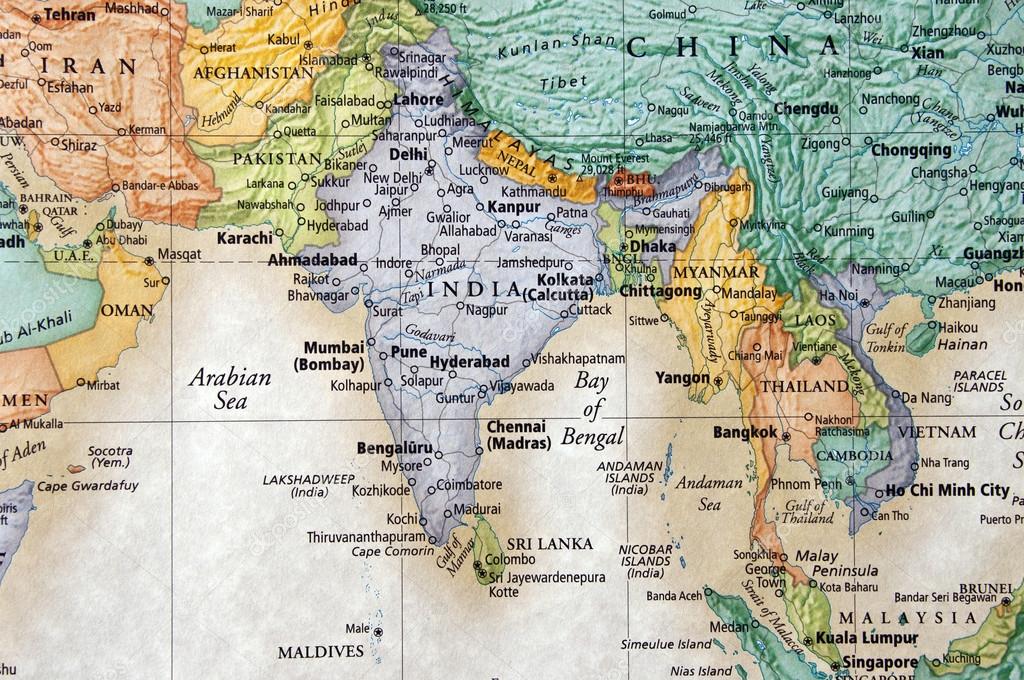 Map of india and surrounding countries