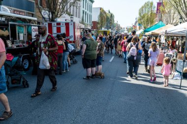 Chambersburg Pennsylvania USA 4-24-2022 people enjoying street festival on sunny day
