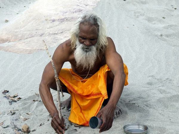 Sadhu on ganges — Stock Photo, Image