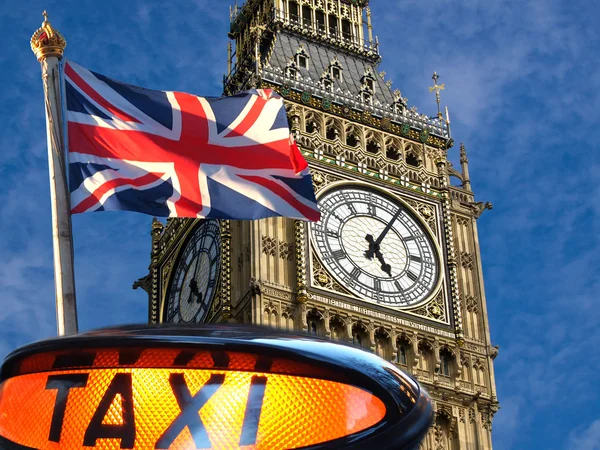 Big Ben y Union Jack — Foto de Stock