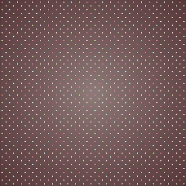 Colorful polka dot seamless pattern on brown background.