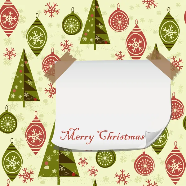 Kerst patroon met blanco papier voor uw groet — Stockvector