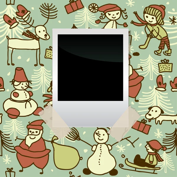 Banner de película en blanco en el patrón de Navidad sin costuras — Archivo Imágenes Vectoriales