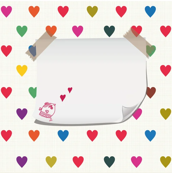 Papír banner a doodle varrat nélküli szeretet minta — Stock Vector