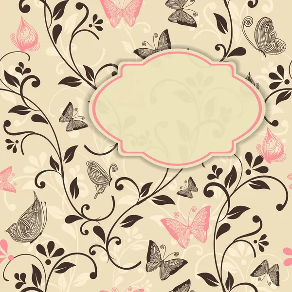 Carte de mariage ou invitation avec fond floral abstrait . — Image vectorielle