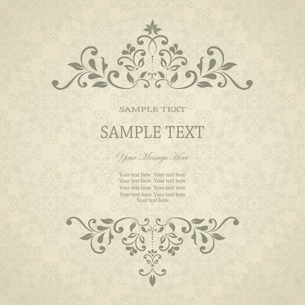 damasko zemin üzerine çiçek desenli davetiyeli. eps10