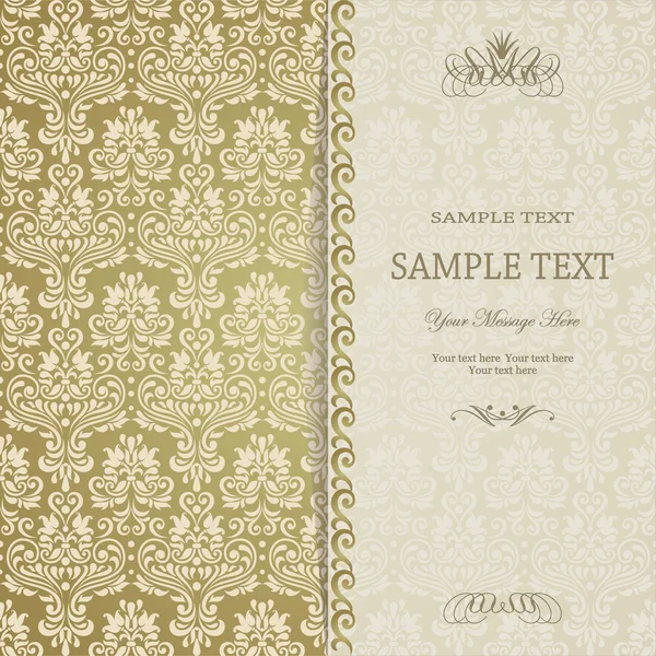 Fundo vintage, cartão de saudação antigo, convite com rendas e ornamentos florais, bonito, cartão postal de luxo, papel velho, capa de página ornamentada, modelo de padrão ornamental para design . — Vetor de Stock