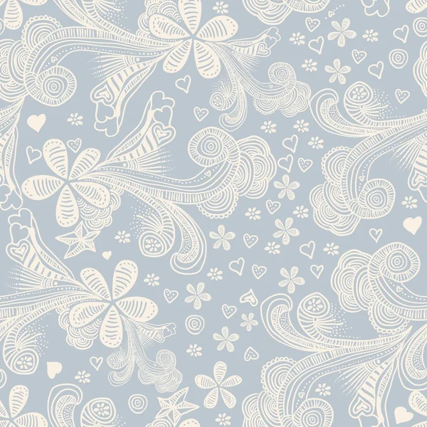 Motif floral sans couture sur fond bleu — Image vectorielle