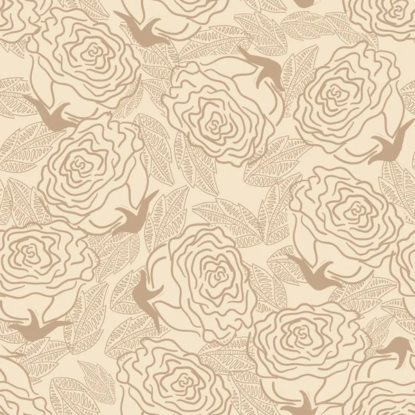 Patrón floral sin costuras con rosas — Archivo Imágenes Vectoriales